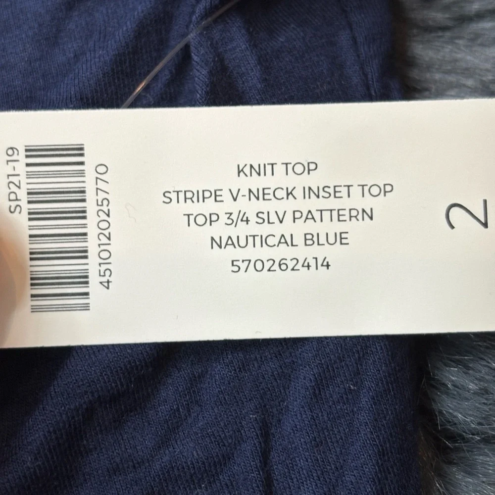 Chicos Navy & Light Blue Super Soft Top - Picture 5 of 16